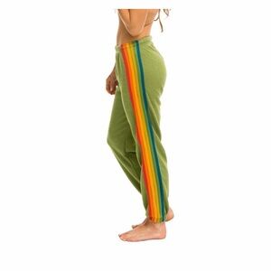 Aviator Nation Olive Sweatpants with Multicolor Stripes